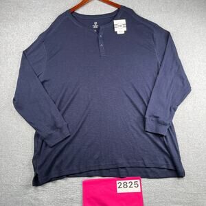 HB Long Sleeve Navy Blue Heather Henley Shirt Mens 3XL NEW NWT